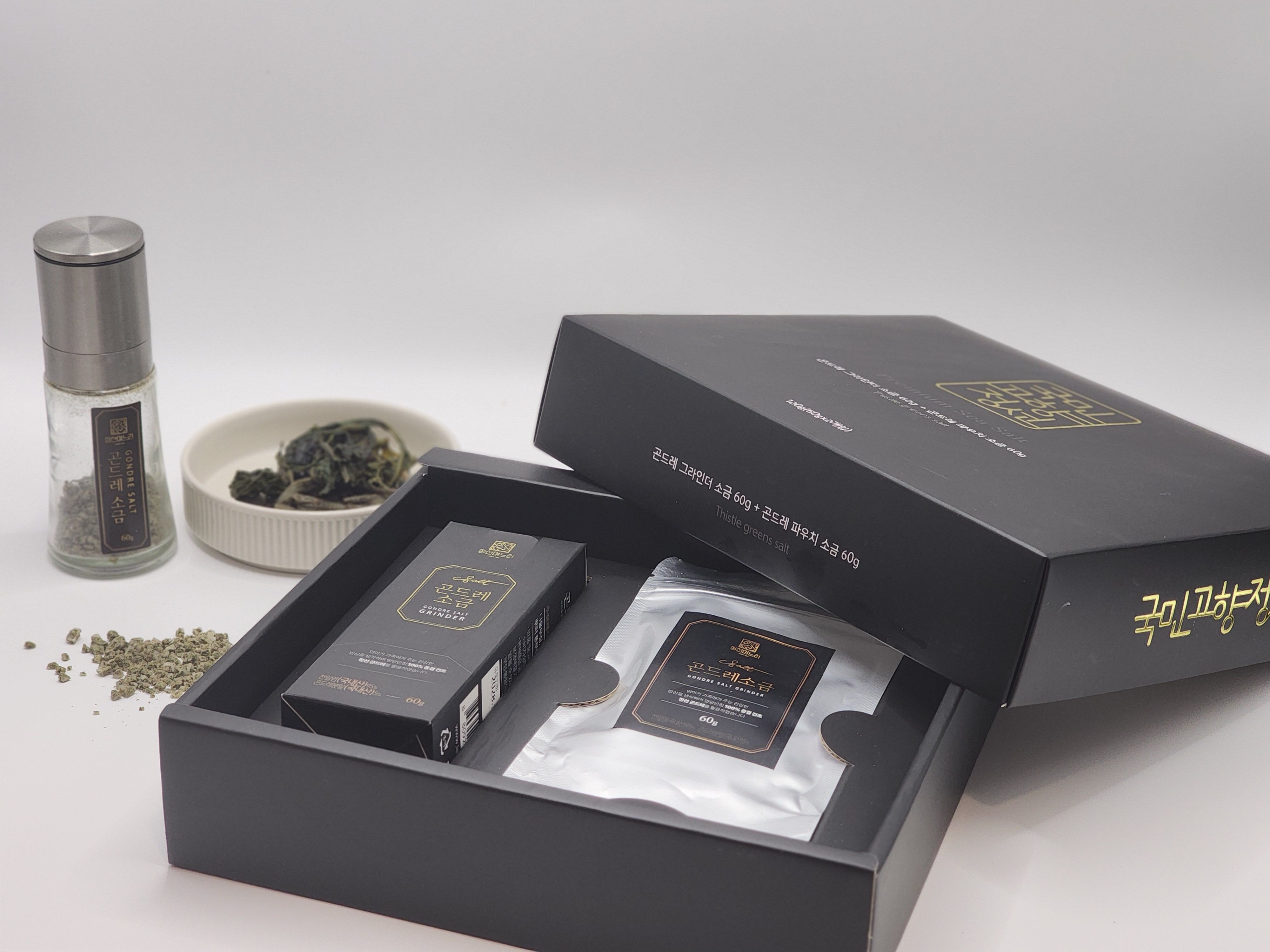 곤드레소금(스틱) 75g(5g*15EA) / 곤드레소금(그라인더) 60g / 곤드레소금(리필) 60g/곤드레리필패키지(그라인더+리필)